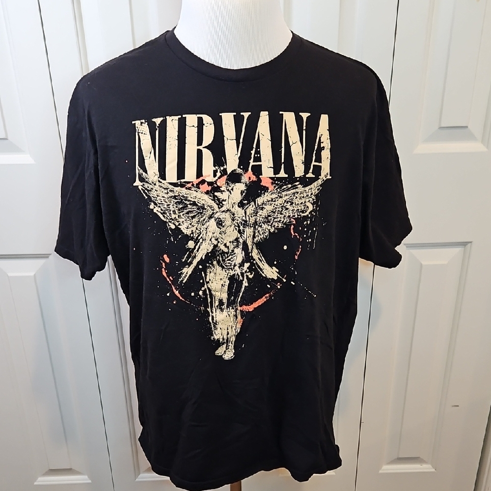 Nirvana Black Graphic T-Shirt In Utero 90s No Size Tag 2XL
